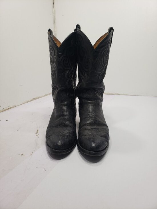 Vintage Tony Lama 8501 Black Leather Cowboy Boots Black Labe Mens 9EE main image 4